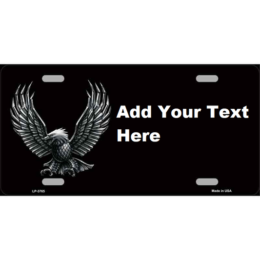 Eagle Offset Novelty Metal License Plate Tag Customize with your own words, texts, name