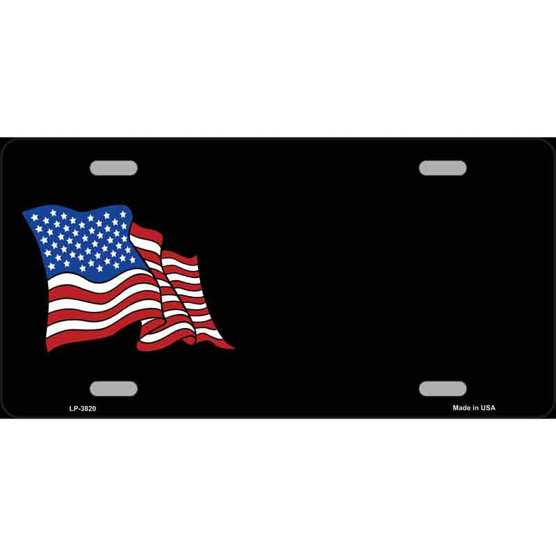 American Flag Offset Novelty Metal License Plate Tag Customize with your own words, texts, name
