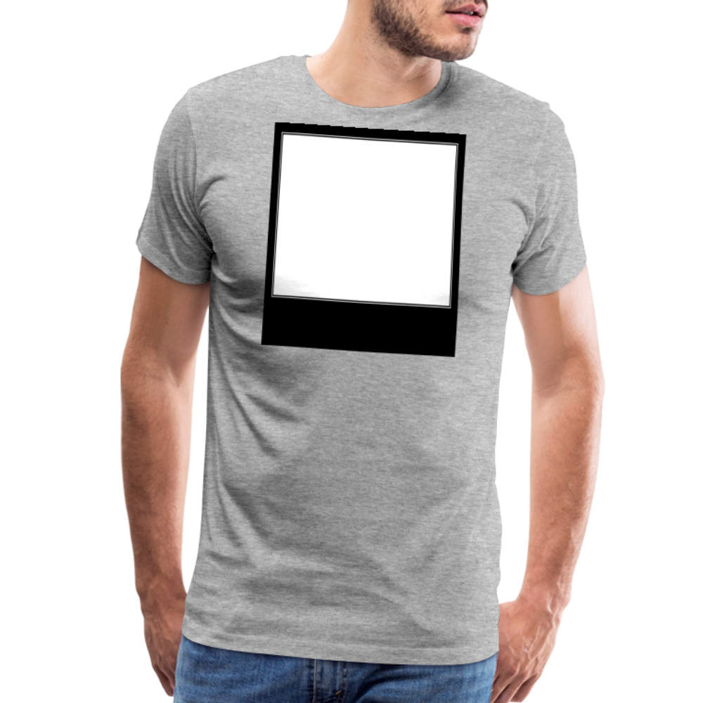 Customizable personalized Motivational/Demotivational Meme Caption Template Men's Premium T-Shirt add your own photos, images, designs, quotes, texts, memes, and more - heather gray
