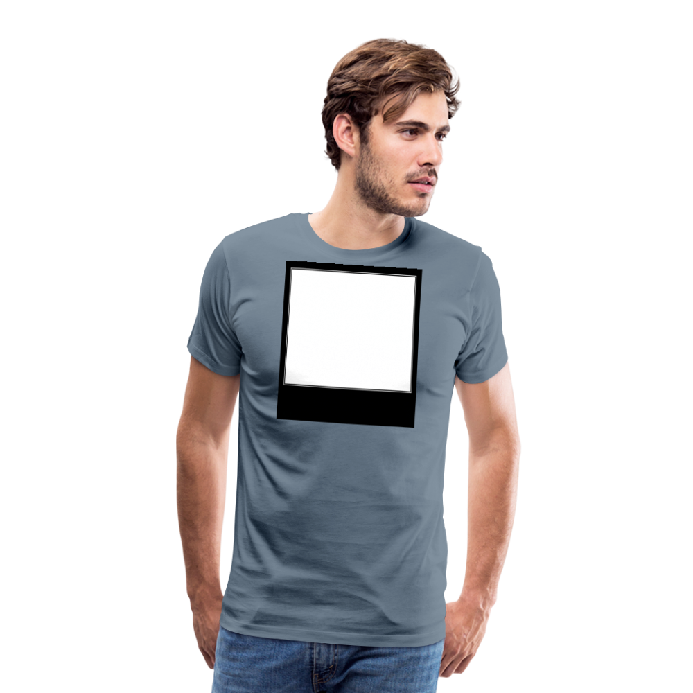 Customizable personalized Motivational/Demotivational Meme Caption Template Men's Premium T-Shirt add your own photos, images, designs, quotes, texts, memes, and more - steel blue