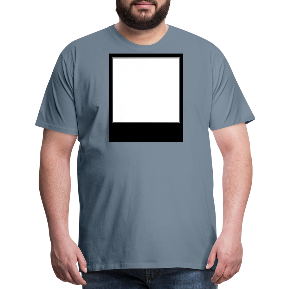 Customizable personalized Motivational/Demotivational Meme Caption Template Men's Premium T-Shirt add your own photos, images, designs, quotes, texts, memes, and more - steel blue
