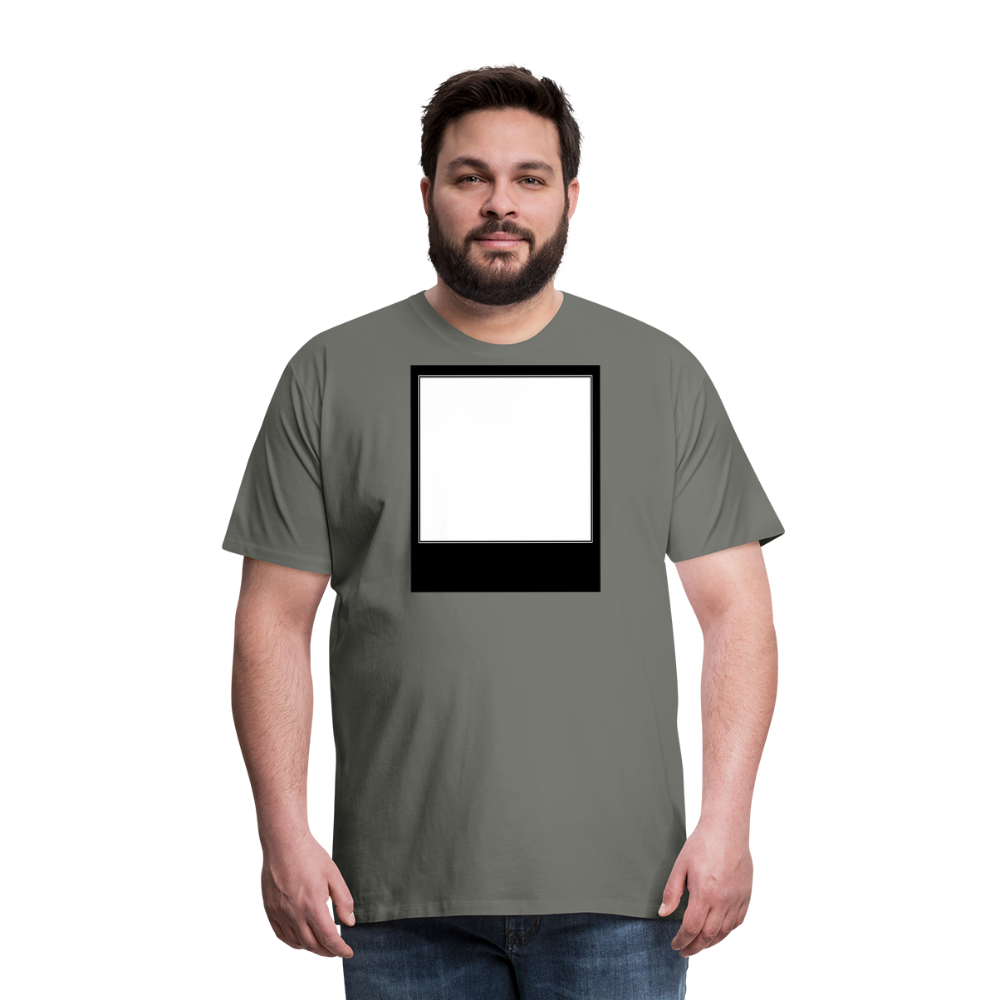 Customizable personalized Motivational/Demotivational Meme Caption Template Men's Premium T-Shirt add your own photos, images, designs, quotes, texts, memes, and more - asphalt gray