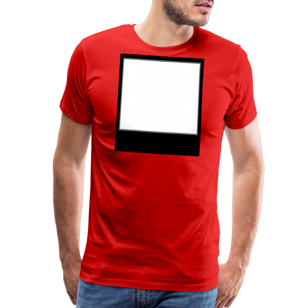 Customizable personalized Motivational/Demotivational Meme Caption Template Men's Premium T-Shirt add your own photos, images, designs, quotes, texts, memes, and more - red