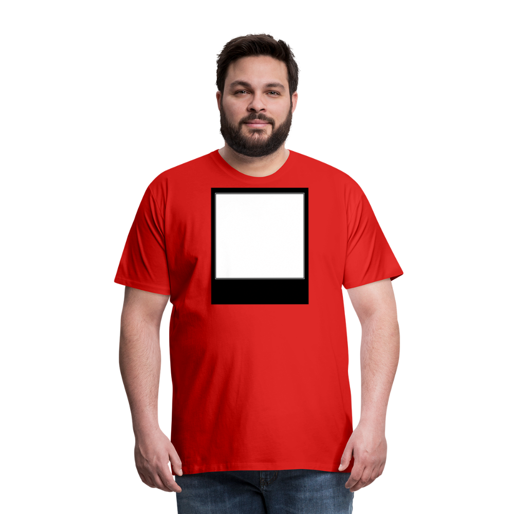Customizable personalized Motivational/Demotivational Meme Caption Template Men's Premium T-Shirt add your own photos, images, designs, quotes, texts, memes, and more - red