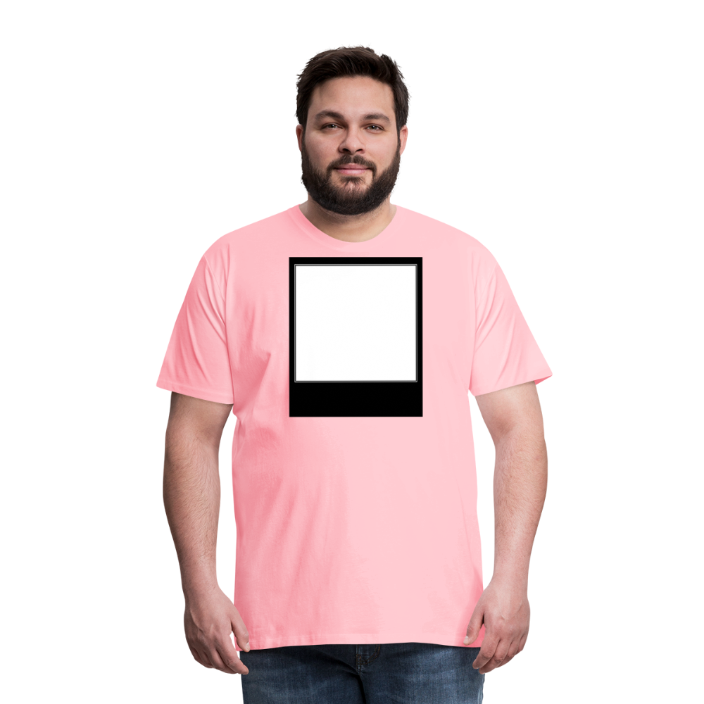 Customizable personalized Motivational/Demotivational Meme Caption Template Men's Premium T-Shirt add your own photos, images, designs, quotes, texts, memes, and more - pink