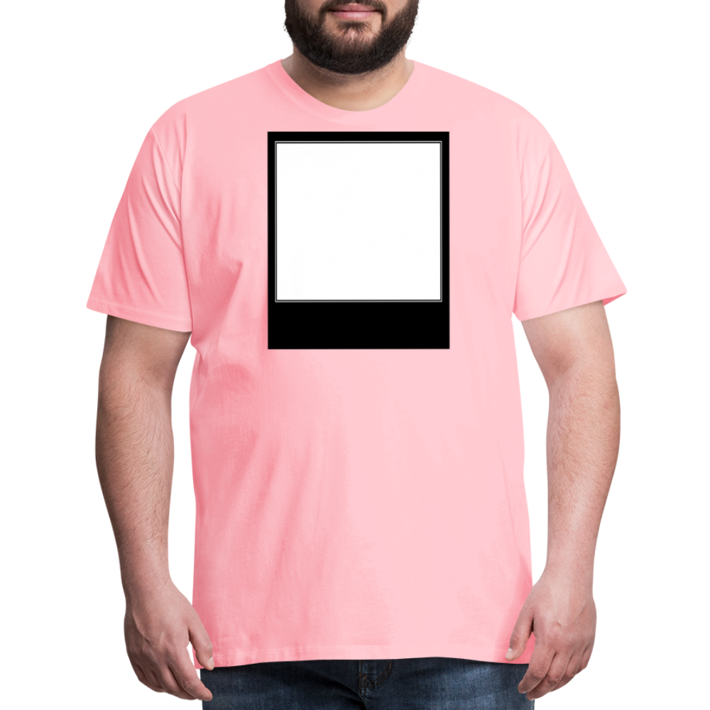 Customizable personalized Motivational/Demotivational Meme Caption Template Men's Premium T-Shirt add your own photos, images, designs, quotes, texts, memes, and more - pink