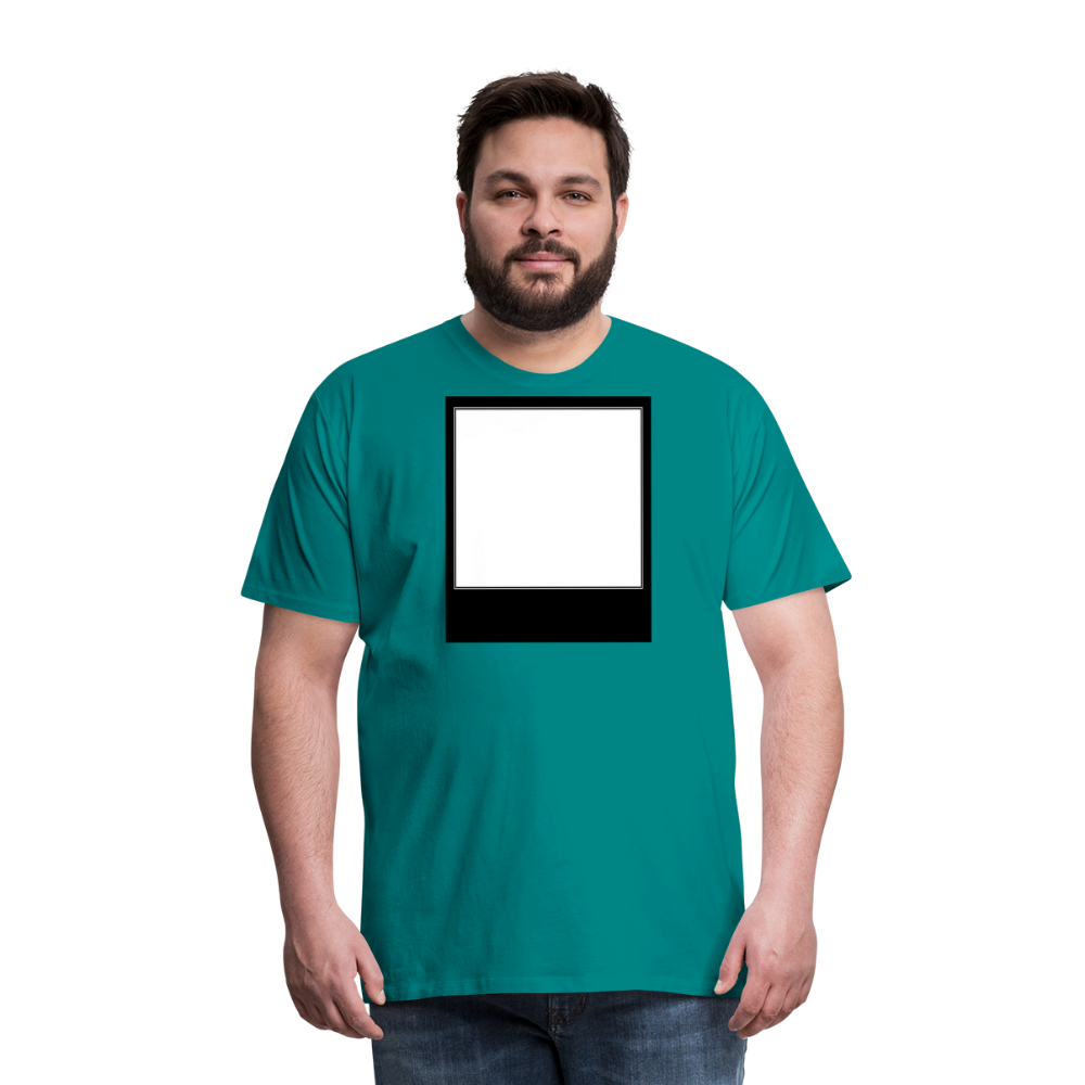 Customizable personalized Motivational/Demotivational Meme Caption Template Men's Premium T-Shirt add your own photos, images, designs, quotes, texts, memes, and more - teal