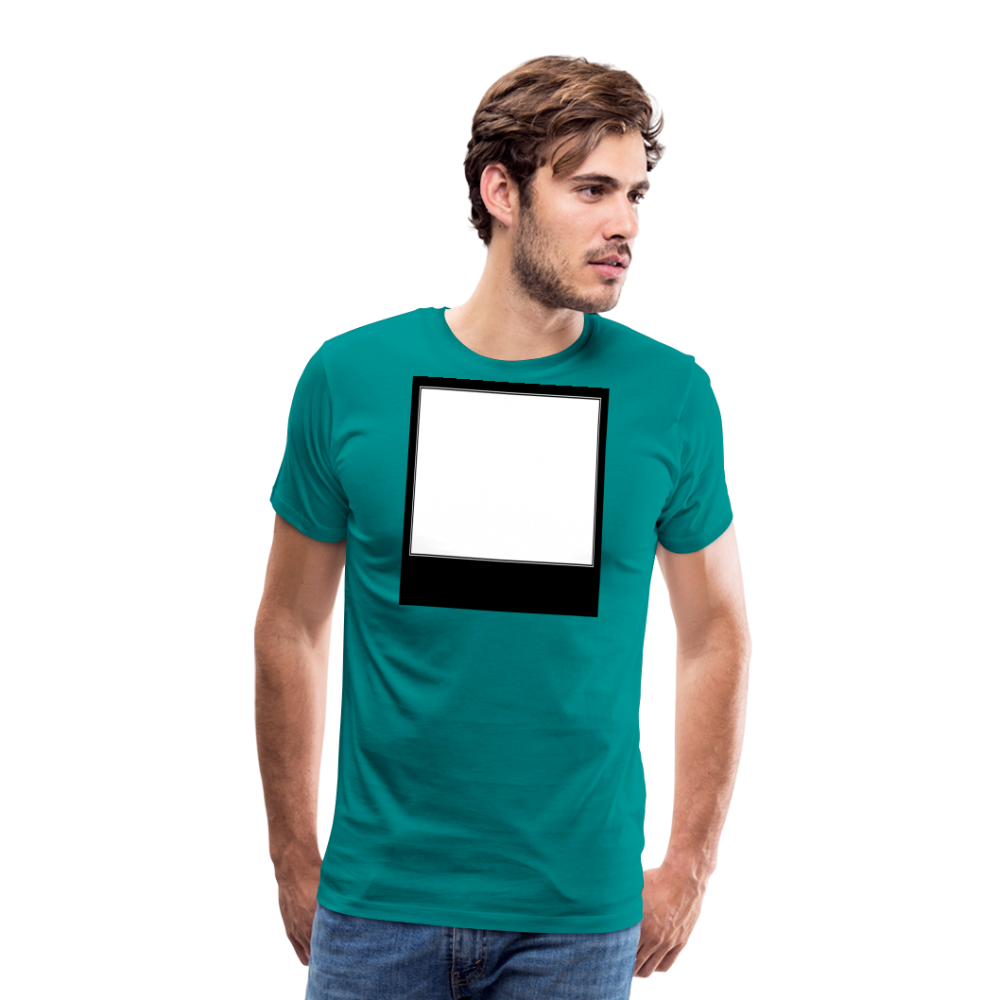 Customizable personalized Motivational/Demotivational Meme Caption Template Men's Premium T-Shirt add your own photos, images, designs, quotes, texts, memes, and more - teal
