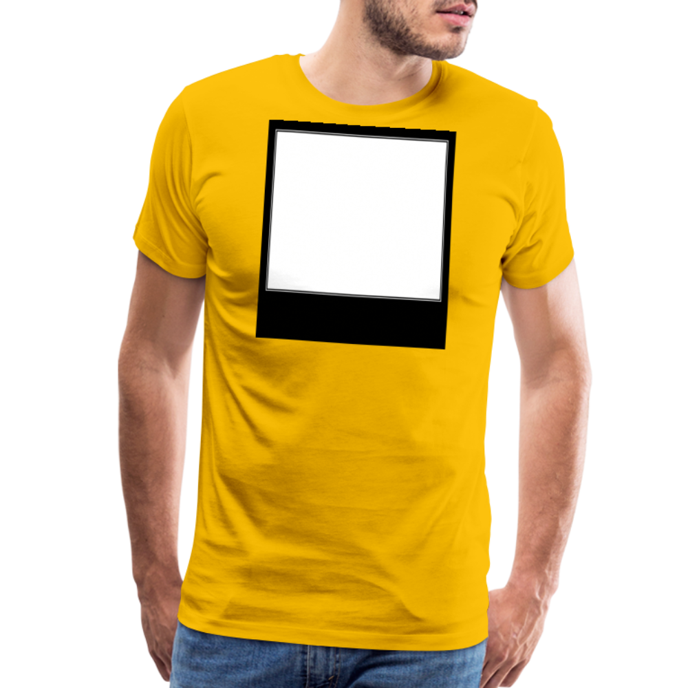 Customizable personalized Motivational/Demotivational Meme Caption Template Men's Premium T-Shirt add your own photos, images, designs, quotes, texts, memes, and more - sun yellow