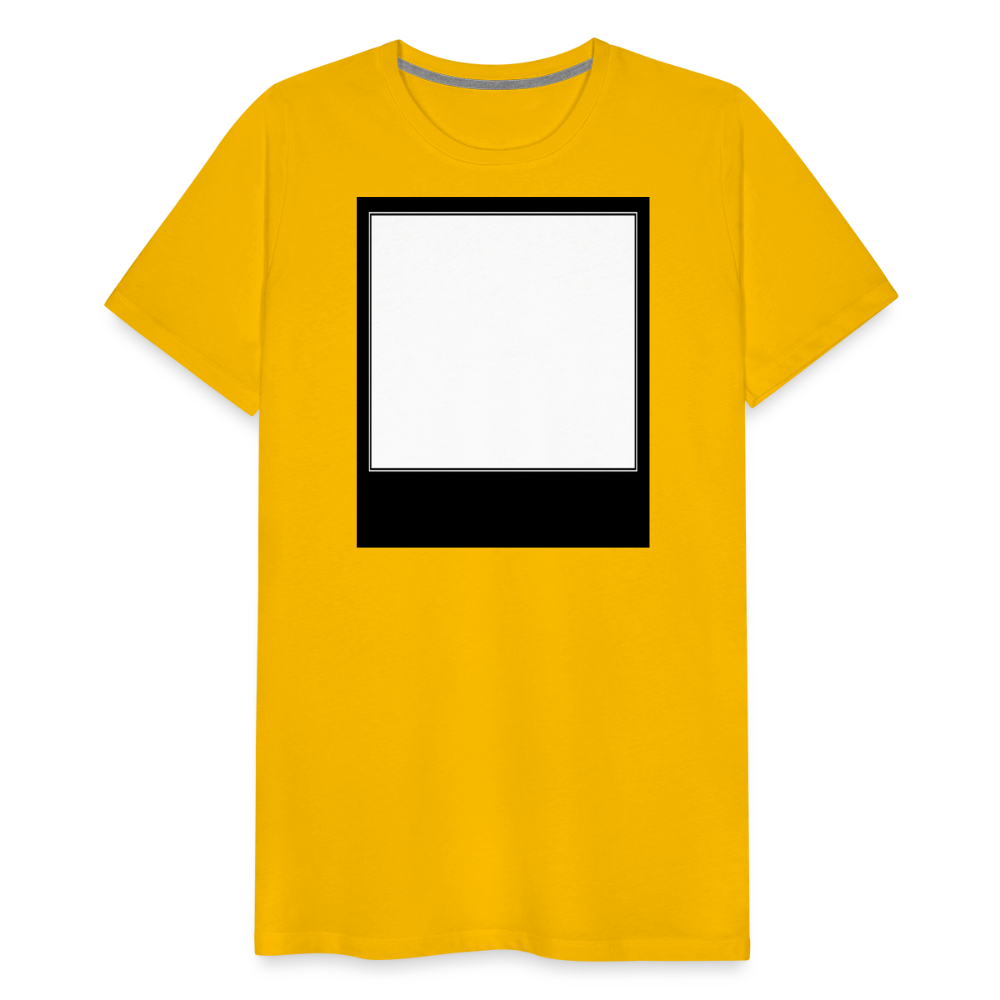 Customizable personalized Motivational/Demotivational Meme Caption Template Men's Premium T-Shirt add your own photos, images, designs, quotes, texts, memes, and more - sun yellow