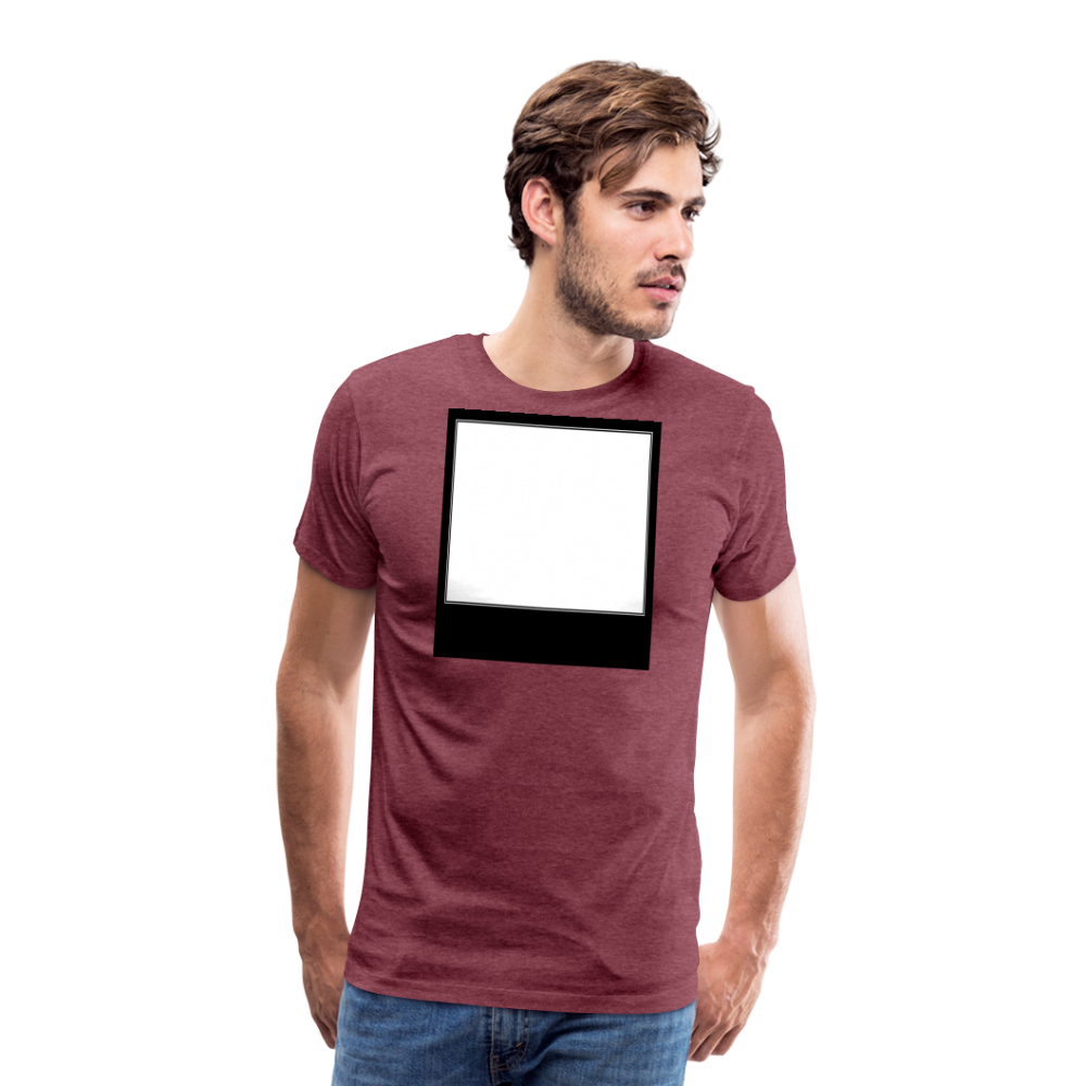 Customizable personalized Motivational/Demotivational Meme Caption Template Men's Premium T-Shirt add your own photos, images, designs, quotes, texts, memes, and more - heather burgundy
