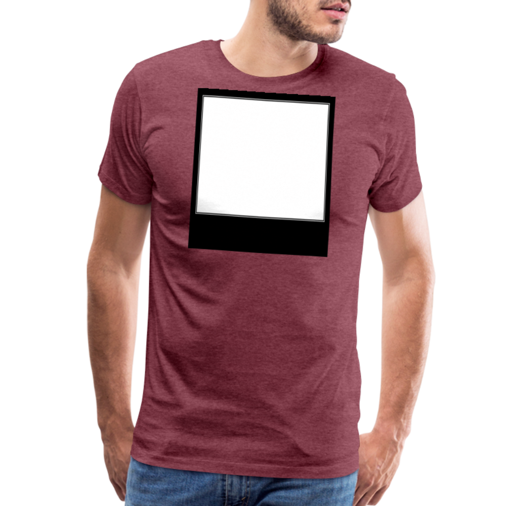 Customizable personalized Motivational/Demotivational Meme Caption Template Men's Premium T-Shirt add your own photos, images, designs, quotes, texts, memes, and more - heather burgundy