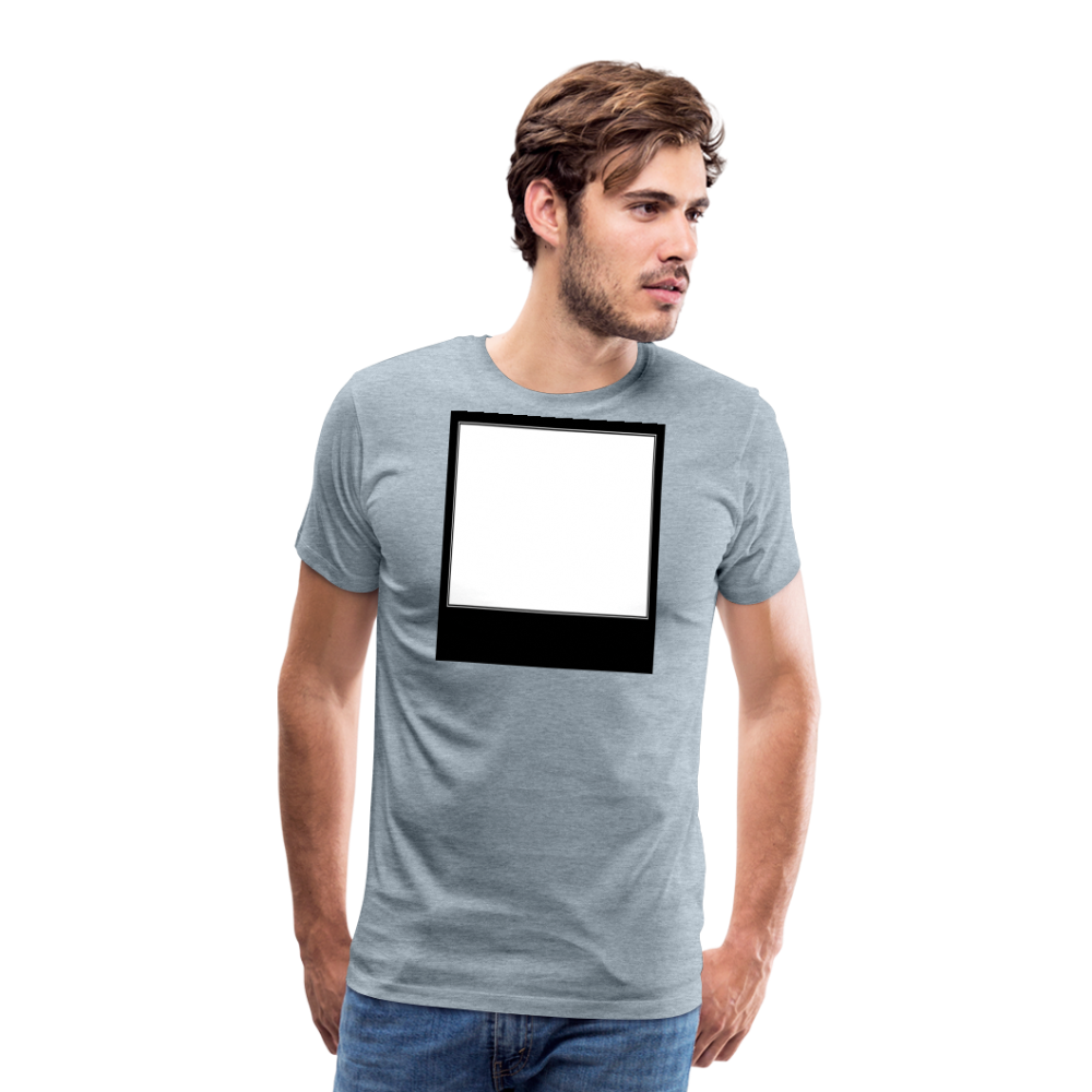 Customizable personalized Motivational/Demotivational Meme Caption Template Men's Premium T-Shirt add your own photos, images, designs, quotes, texts, memes, and more - heather ice blue