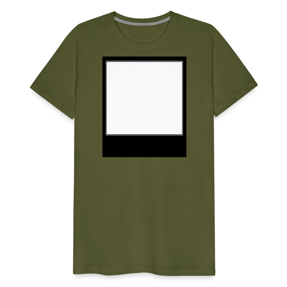 Customizable personalized Motivational/Demotivational Meme Caption Template Men's Premium T-Shirt add your own photos, images, designs, quotes, texts, memes, and more - olive green