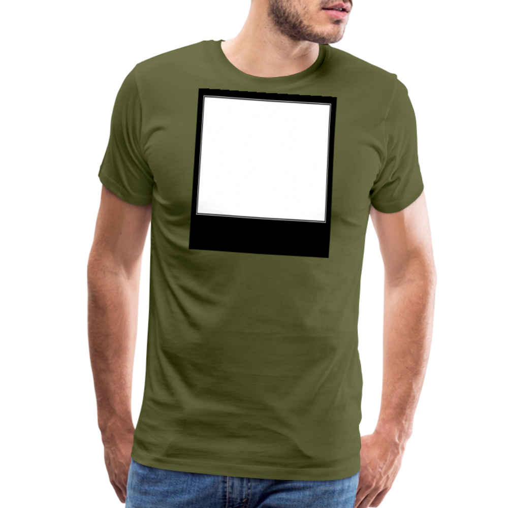 Customizable personalized Motivational/Demotivational Meme Caption Template Men's Premium T-Shirt add your own photos, images, designs, quotes, texts, memes, and more - olive green