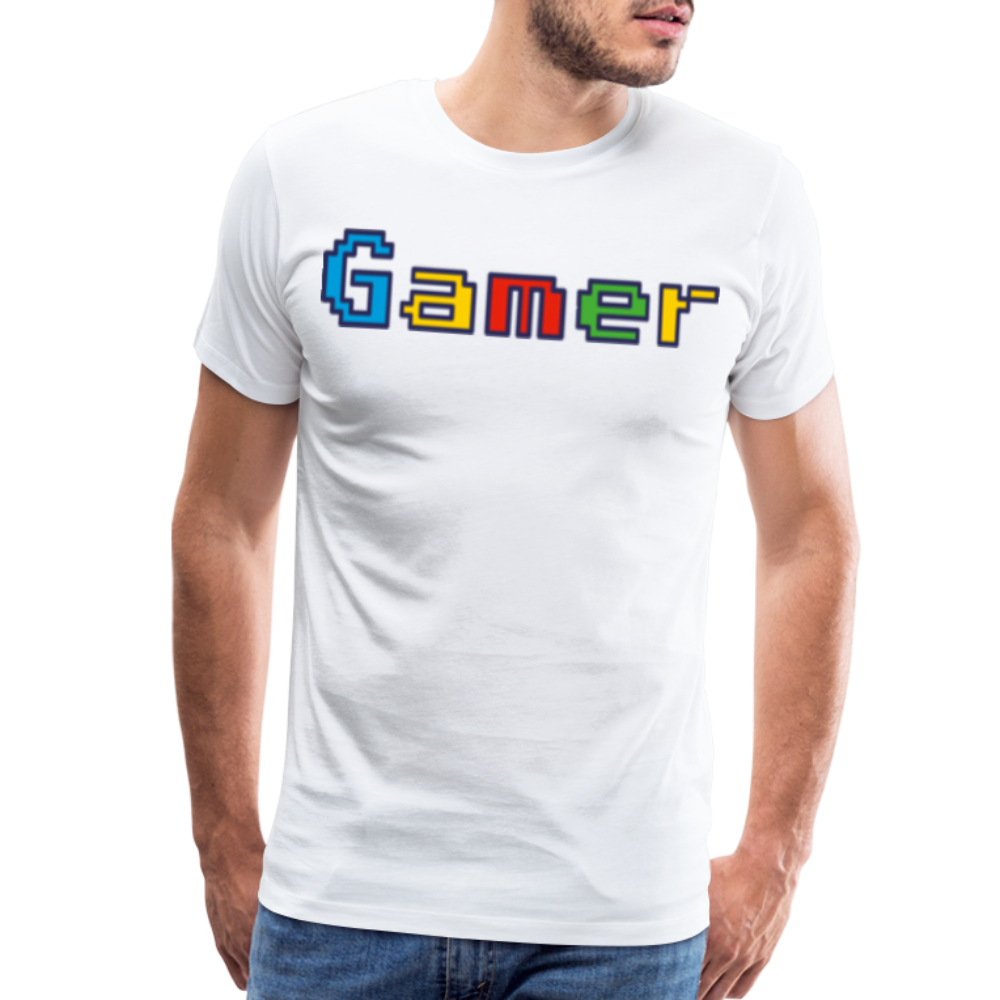 Gamer Retro Pixel Color Font For Video Game Gifts Men's Premium T-Shirt - white