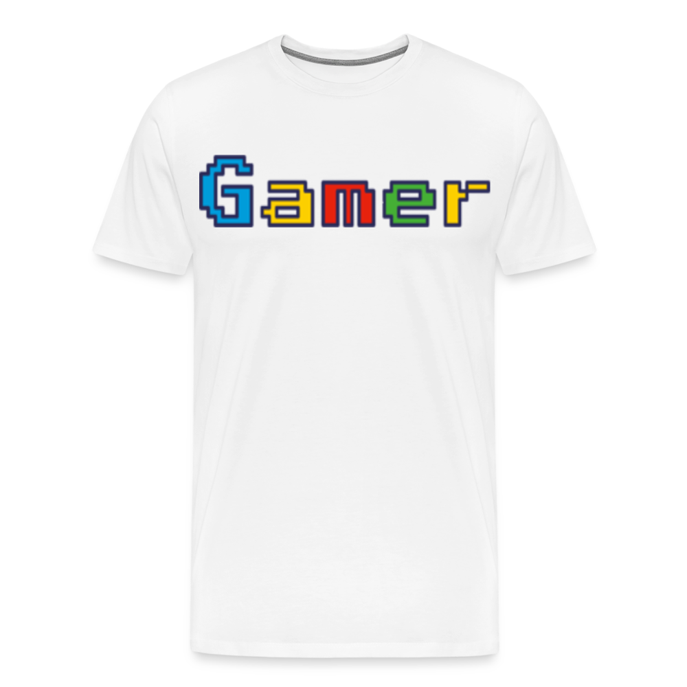 Gamer Retro Pixel Color Font For Video Game Gifts Men's Premium T-Shirt - white