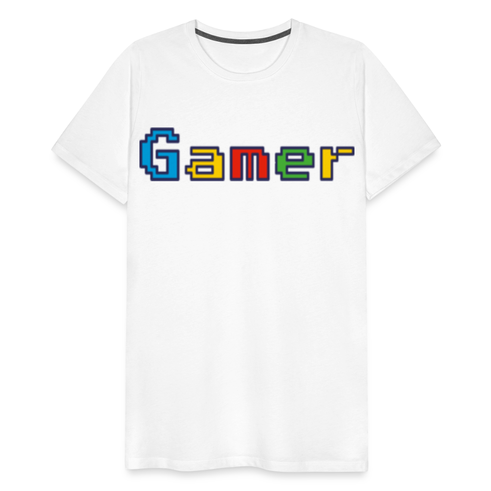 Gamer Retro Pixel Color Font For Video Game Gifts Men's Premium T-Shirt - white