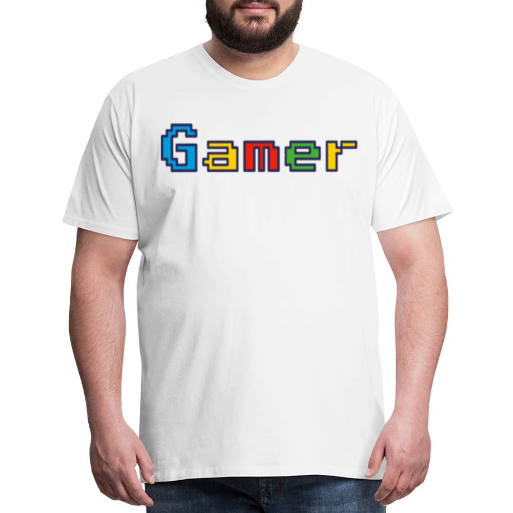 Gamer Retro Pixel Color Font For Video Game Gifts Men's Premium T-Shirt - white