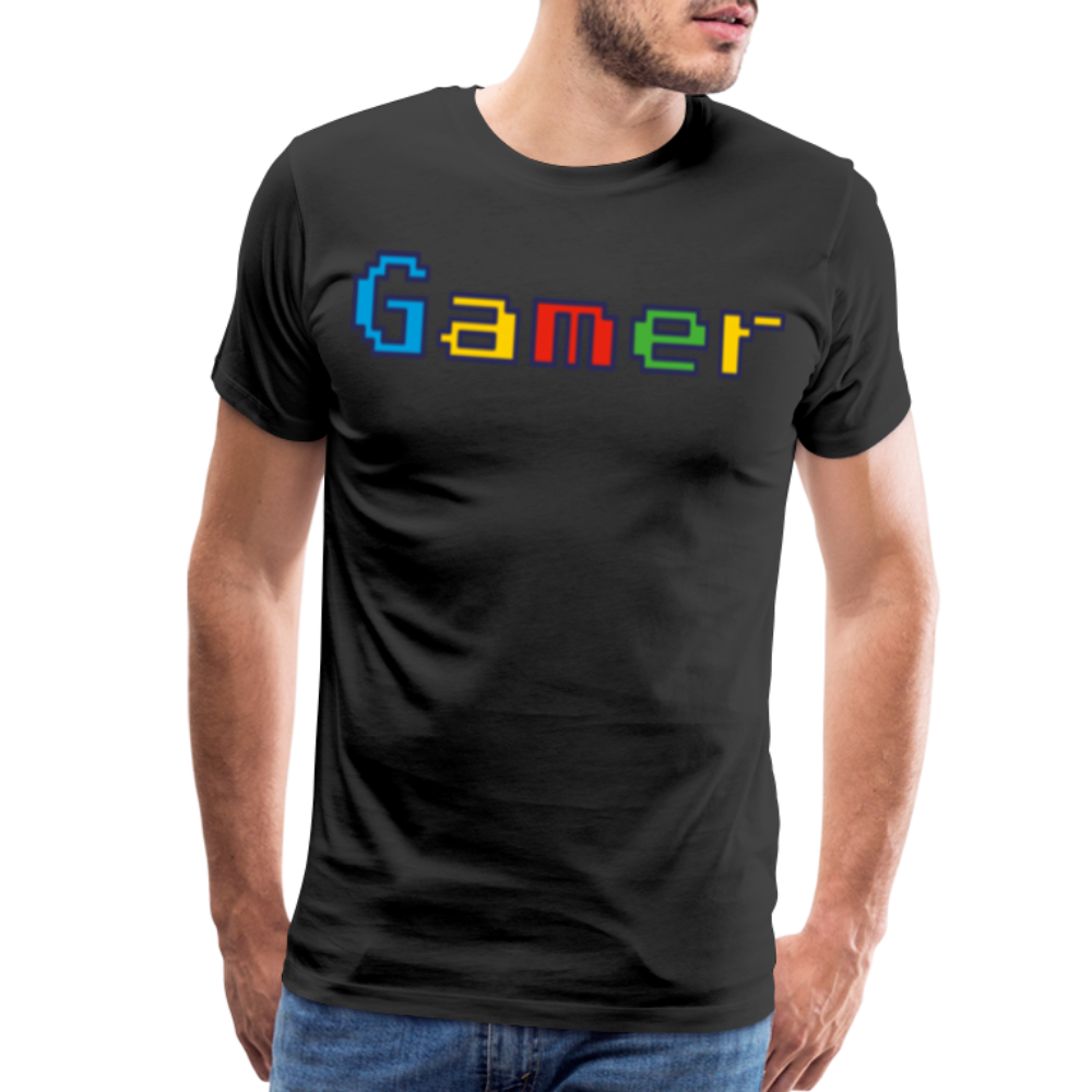 Gamer Retro Pixel Color Font For Video Game Gifts Men's Premium T-Shirt - black