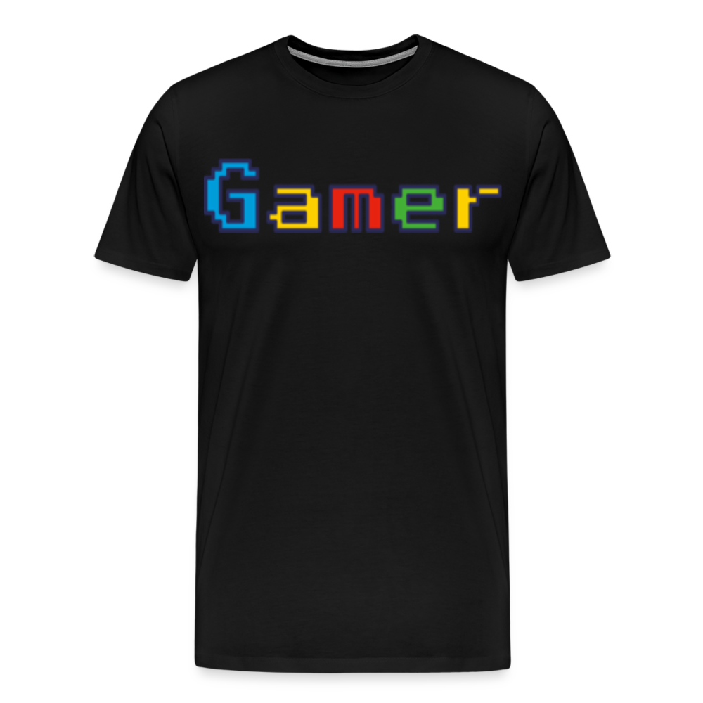 Gamer Retro Pixel Color Font For Video Game Gifts Men's Premium T-Shirt - black