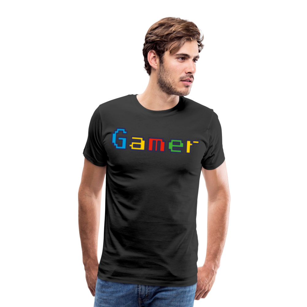 Gamer Retro Pixel Color Font For Video Game Gifts Men's Premium T-Shirt - black