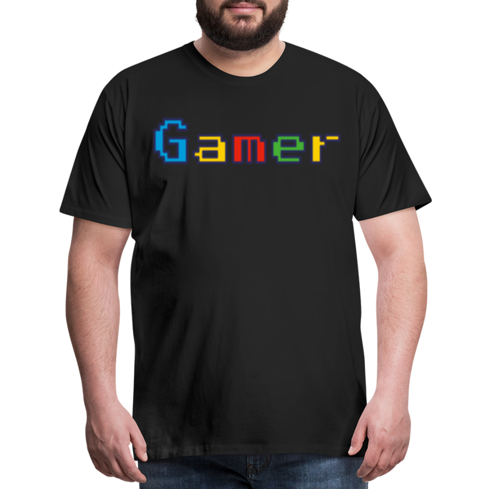 Gamer Retro Pixel Color Font For Video Game Gifts Men's Premium T-Shirt - black