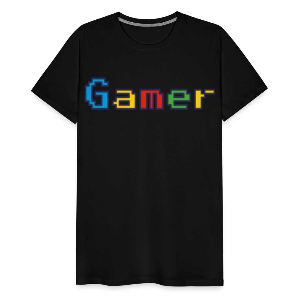 Gamer Retro Pixel Color Font For Video Game Gifts Men's Premium T-Shirt - black