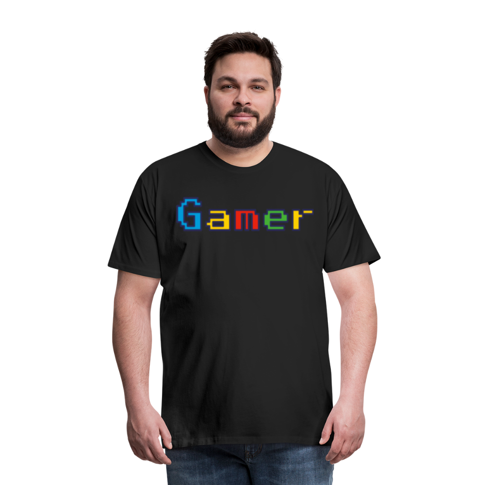 Gamer Retro Pixel Color Font For Video Game Gifts Men's Premium T-Shirt - black