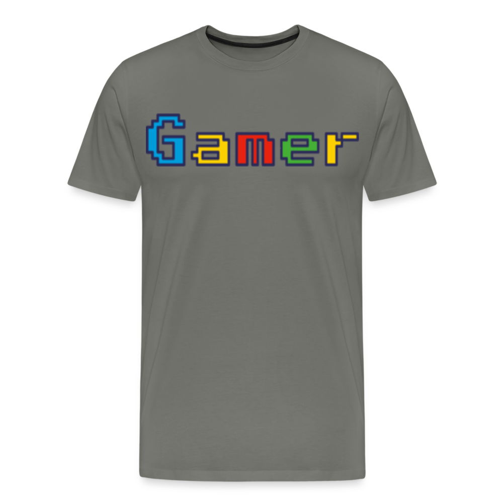 Gamer Retro Pixel Color Font For Video Game Gifts Men's Premium T-Shirt - asphalt gray