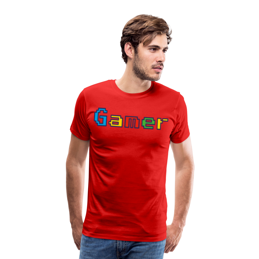 Gamer Retro Pixel Color Font For Video Game Gifts Men's Premium T-Shirt - red