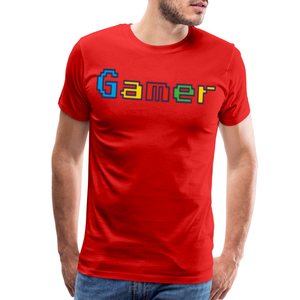 Gamer Retro Pixel Color Font For Video Game Gifts Men's Premium T-Shirt - red