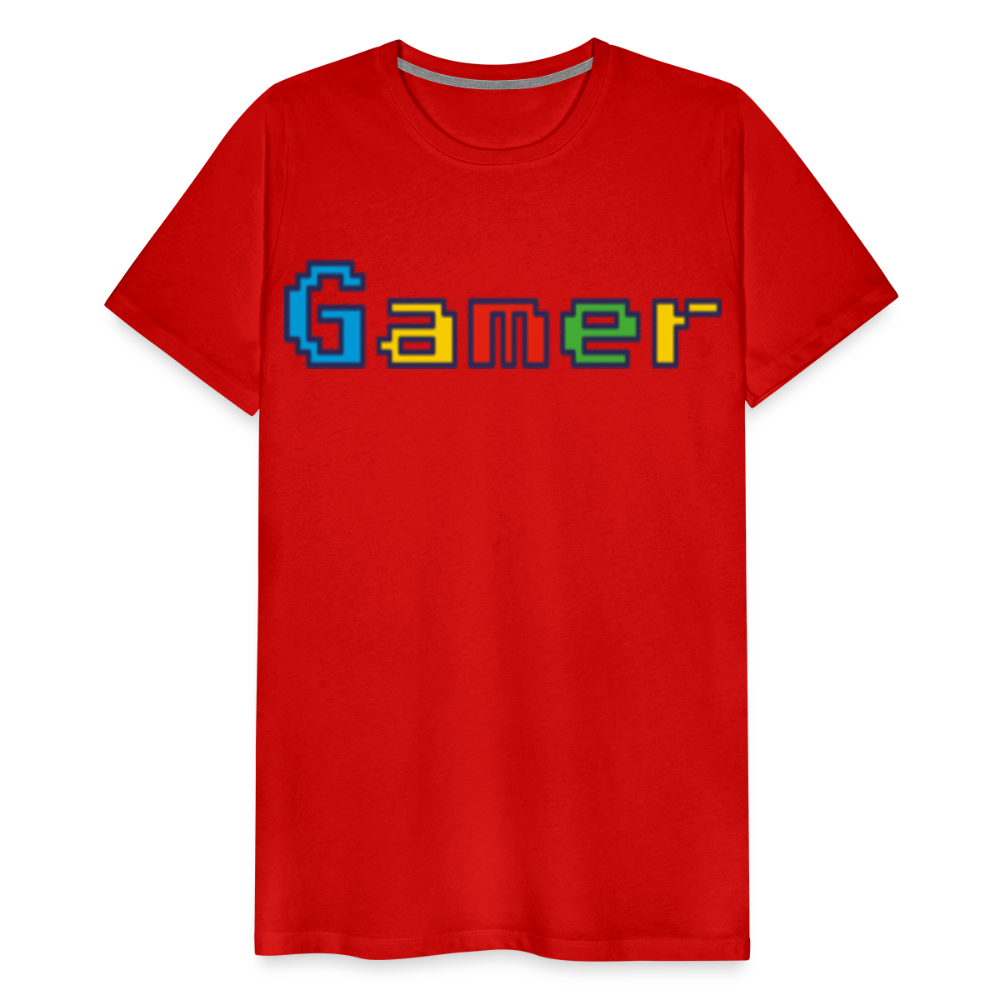 Gamer Retro Pixel Color Font For Video Game Gifts Men's Premium T-Shirt - red