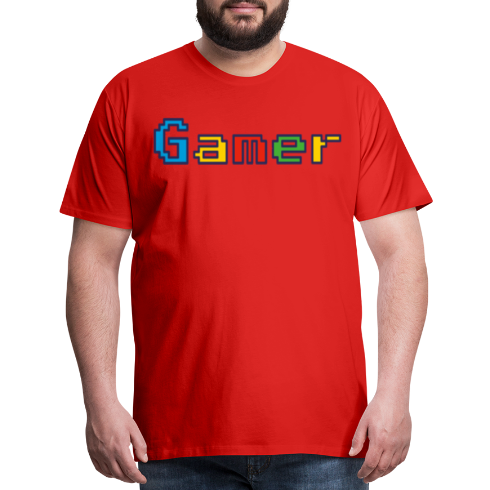 Gamer Retro Pixel Color Font For Video Game Gifts Men's Premium T-Shirt - red