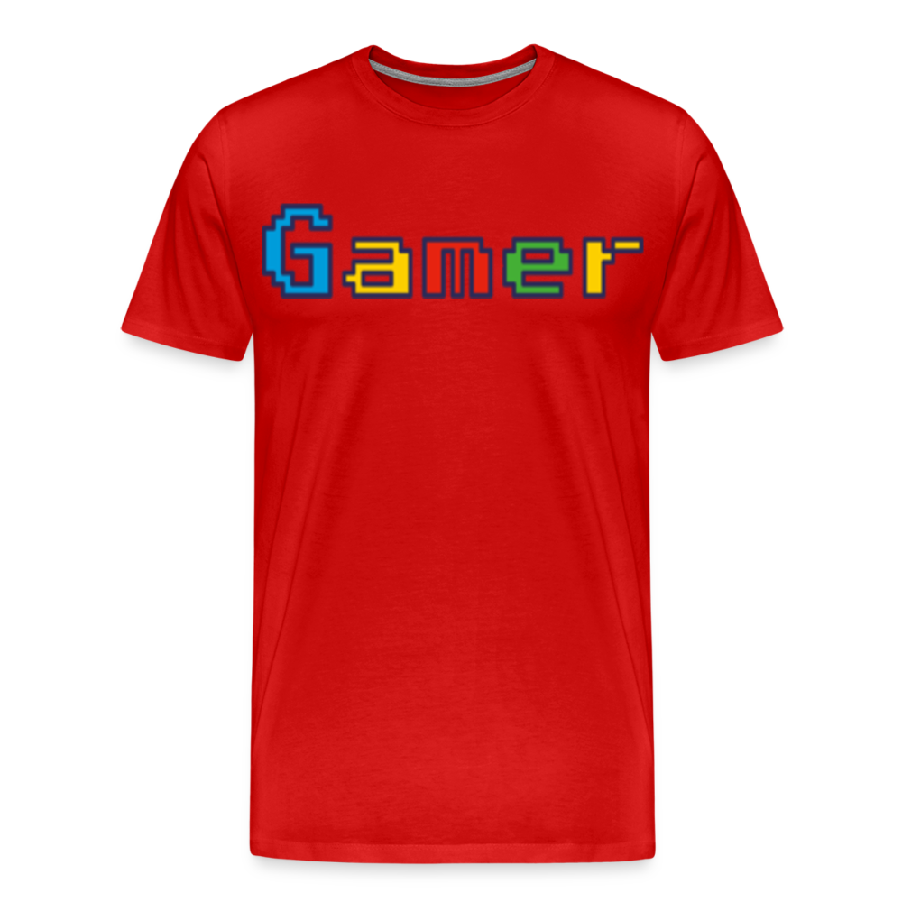 Gamer Retro Pixel Color Font For Video Game Gifts Men's Premium T-Shirt - red