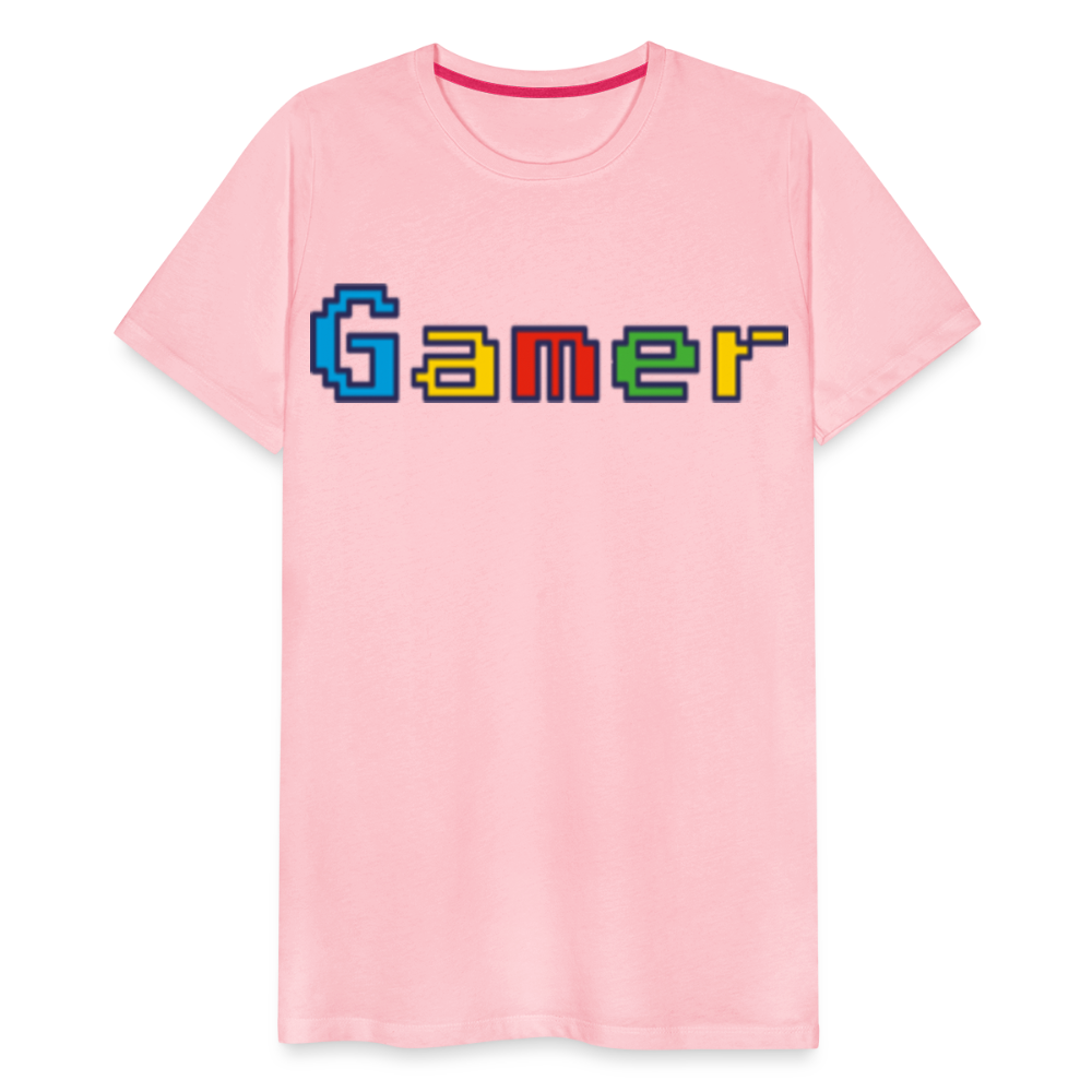 Gamer Retro Pixel Color Font For Video Game Gifts Men's Premium T-Shirt - pink