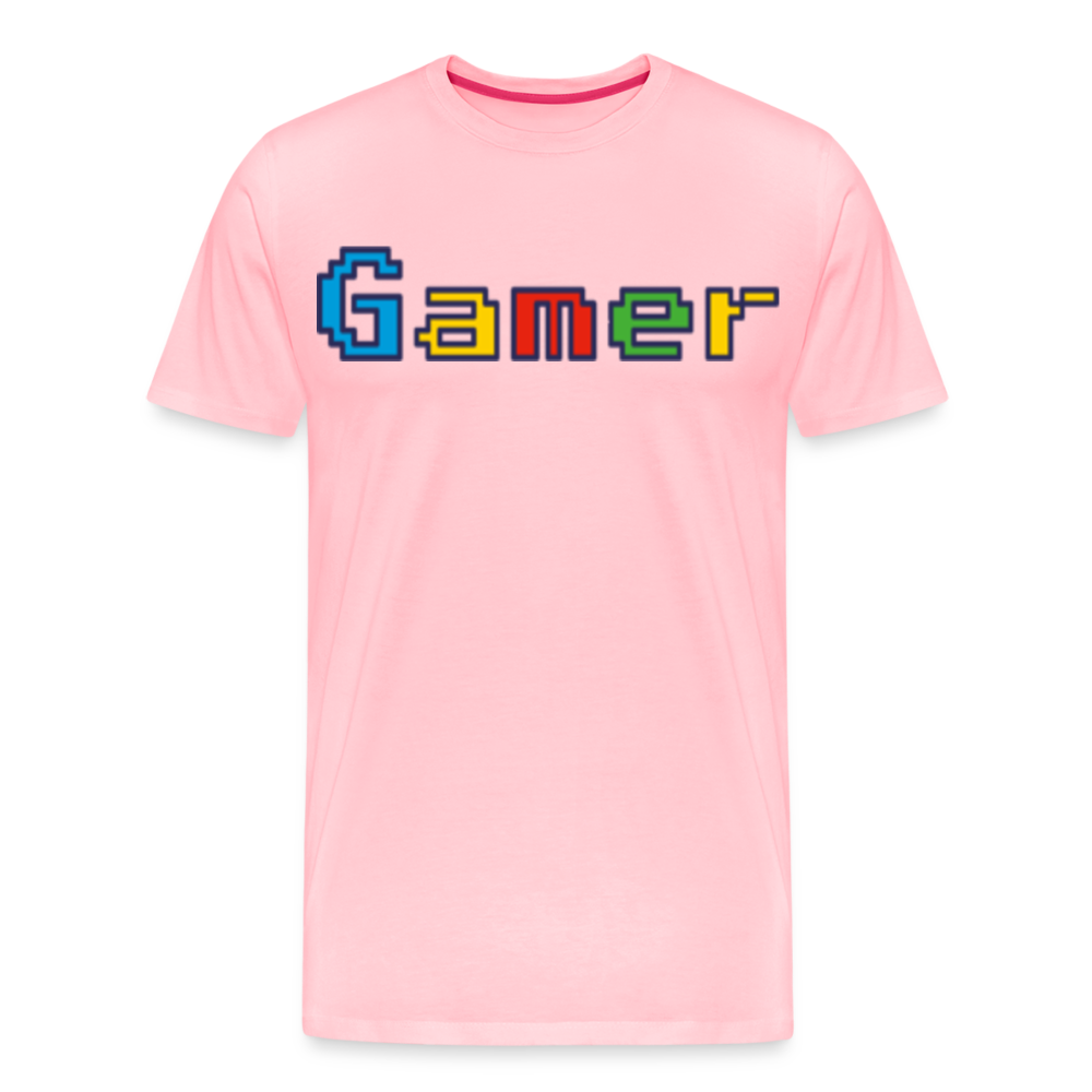 Gamer Retro Pixel Color Font For Video Game Gifts Men's Premium T-Shirt - pink