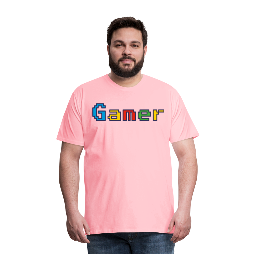 Gamer Retro Pixel Color Font For Video Game Gifts Men's Premium T-Shirt - pink