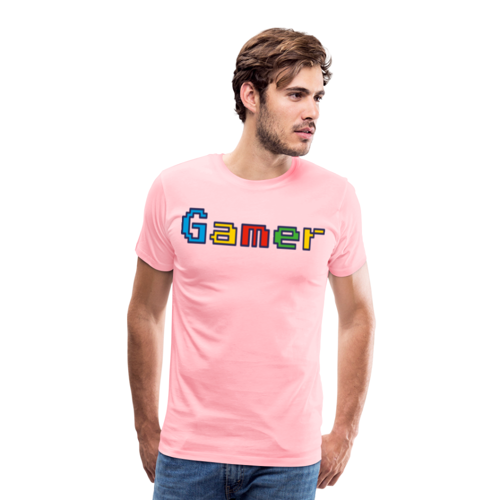 Gamer Retro Pixel Color Font For Video Game Gifts Men's Premium T-Shirt - pink