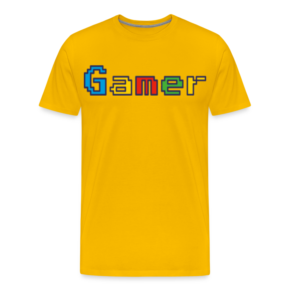 Gamer Retro Pixel Color Font For Video Game Gifts Men's Premium T-Shirt - sun yellow