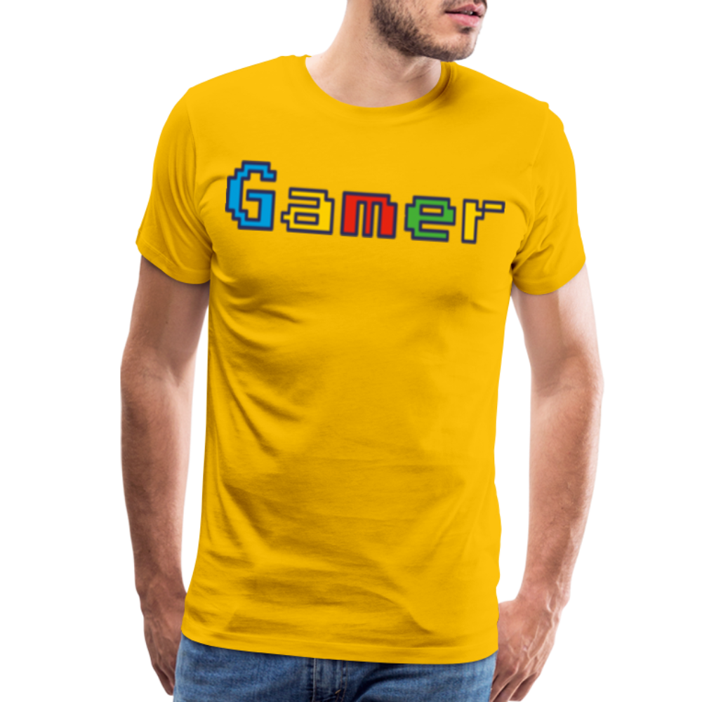 Gamer Retro Pixel Color Font For Video Game Gifts Men's Premium T-Shirt - sun yellow