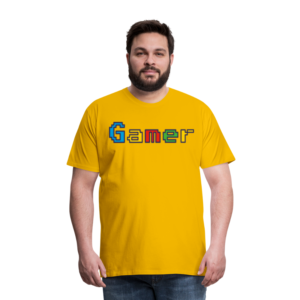 Gamer Retro Pixel Color Font For Video Game Gifts Men's Premium T-Shirt - sun yellow