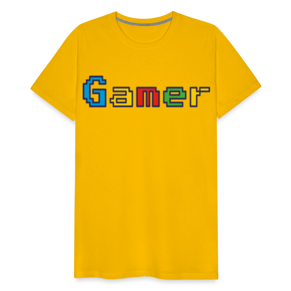 Gamer Retro Pixel Color Font For Video Game Gifts Men's Premium T-Shirt - sun yellow