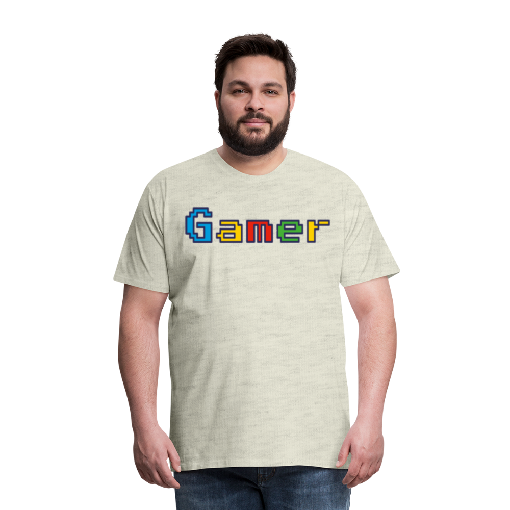 Gamer Retro Pixel Color Font For Video Game Gifts Men's Premium T-Shirt - heather oatmeal