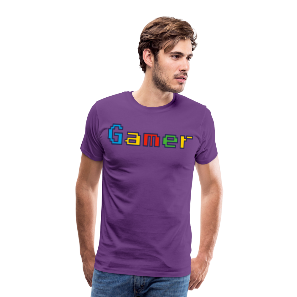 Gamer Retro Pixel Color Font For Video Game Gifts Men's Premium T-Shirt - purple
