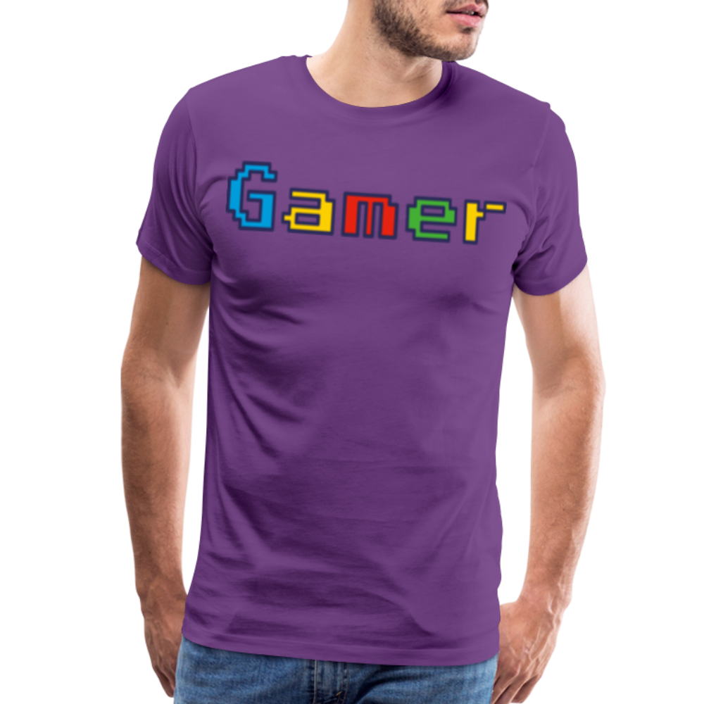 Gamer Retro Pixel Color Font For Video Game Gifts Men's Premium T-Shirt - purple