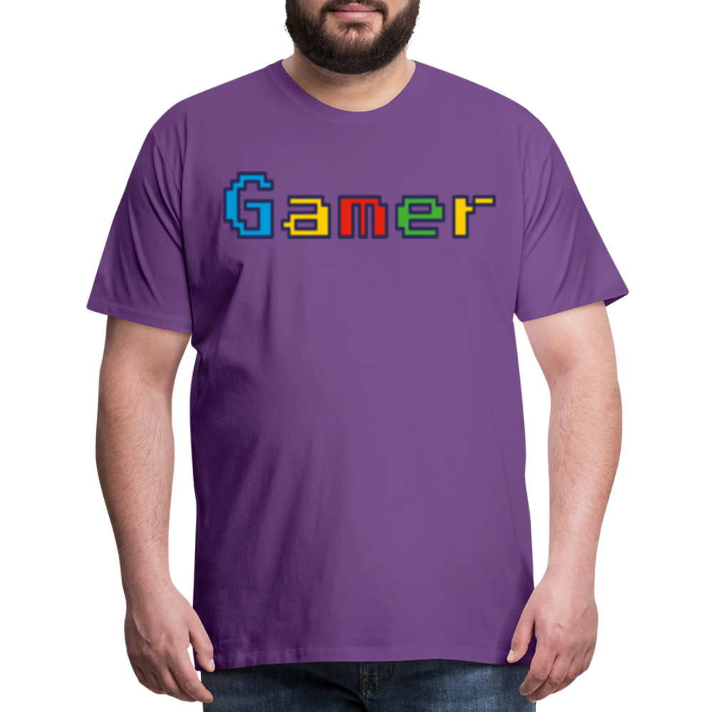 Gamer Retro Pixel Color Font For Video Game Gifts Men's Premium T-Shirt - purple