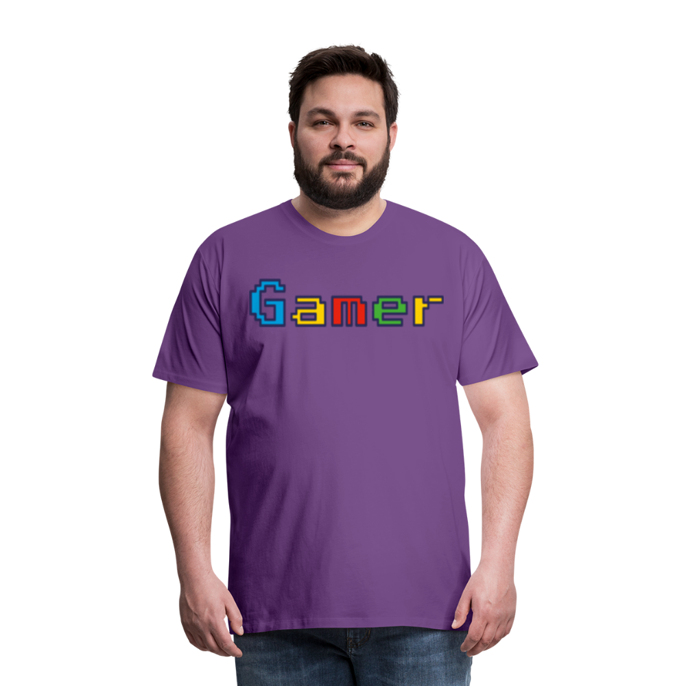 Gamer Retro Pixel Color Font For Video Game Gifts Men's Premium T-Shirt - purple