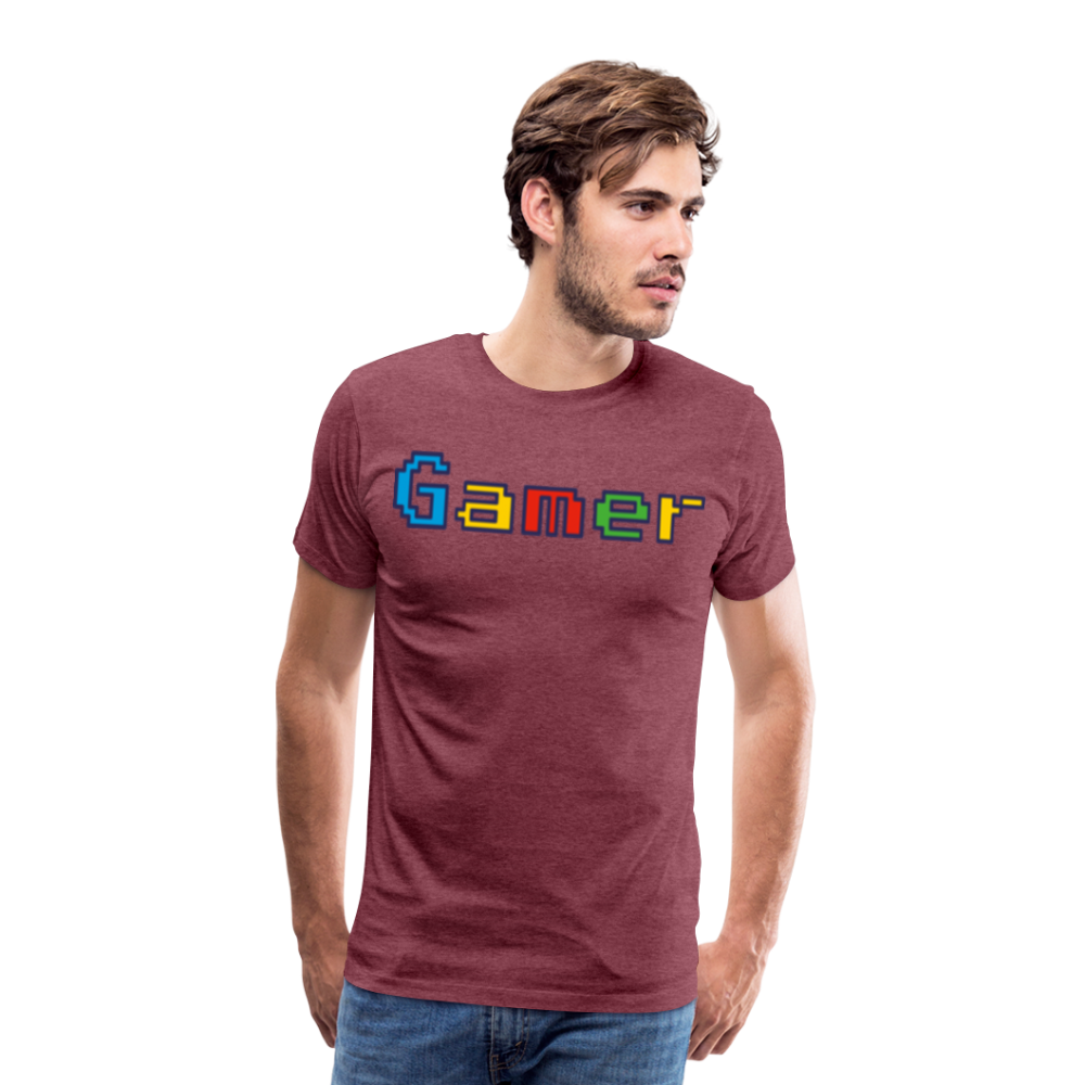 Gamer Retro Pixel Color Font For Video Game Gifts Men's Premium T-Shirt - heather burgundy