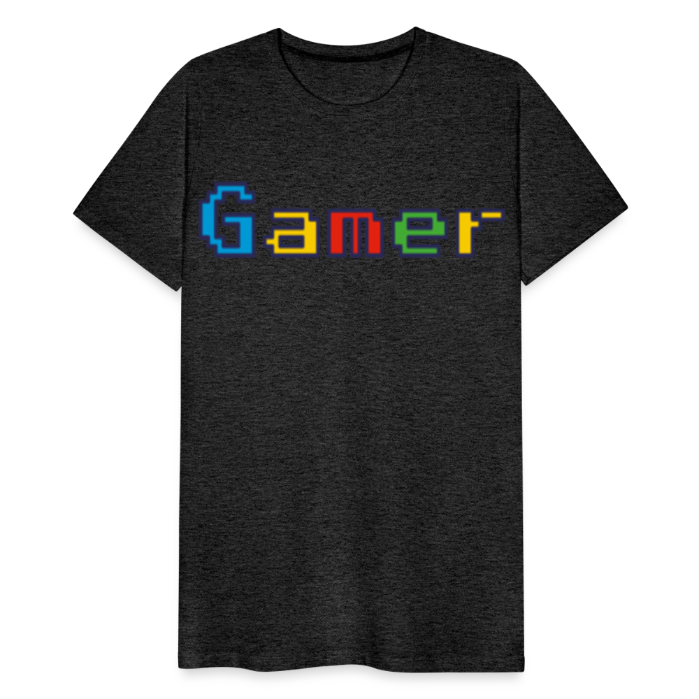 Gamer Retro Pixel Color Font For Video Game Gifts Men's Premium T-Shirt - charcoal grey